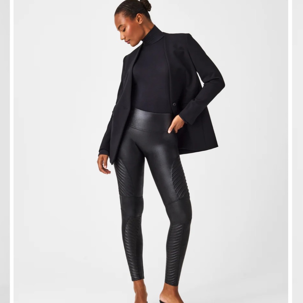 Spanx new with tags faux moto leather leggings